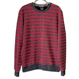 Scotch & Soda Men's Red Gray Nautical Stripe Crew Neck Cotton Sweatshirt Large
